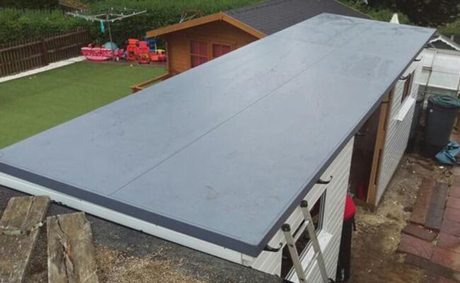 new flat roof on an outbuilding